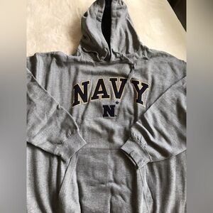 U. S. Navy Gray Midshipman Sweatshirt Hoodie with Navy Lettering